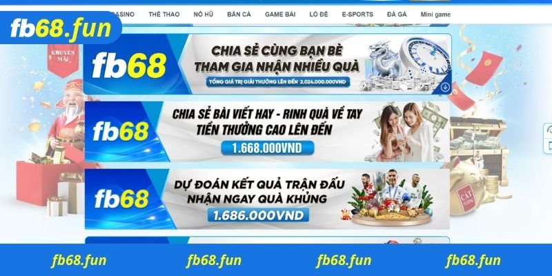 Các chương trình khuyến mại Fb68 cực sốc từ nhà cái